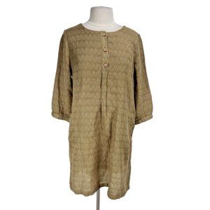 Soft Surroundings Women Marcellina Shirtdress Dress Size M Olive Green 273A